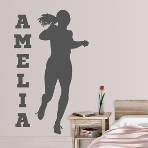 Personalized Female Runner Sports Vinyl Decal for Wall