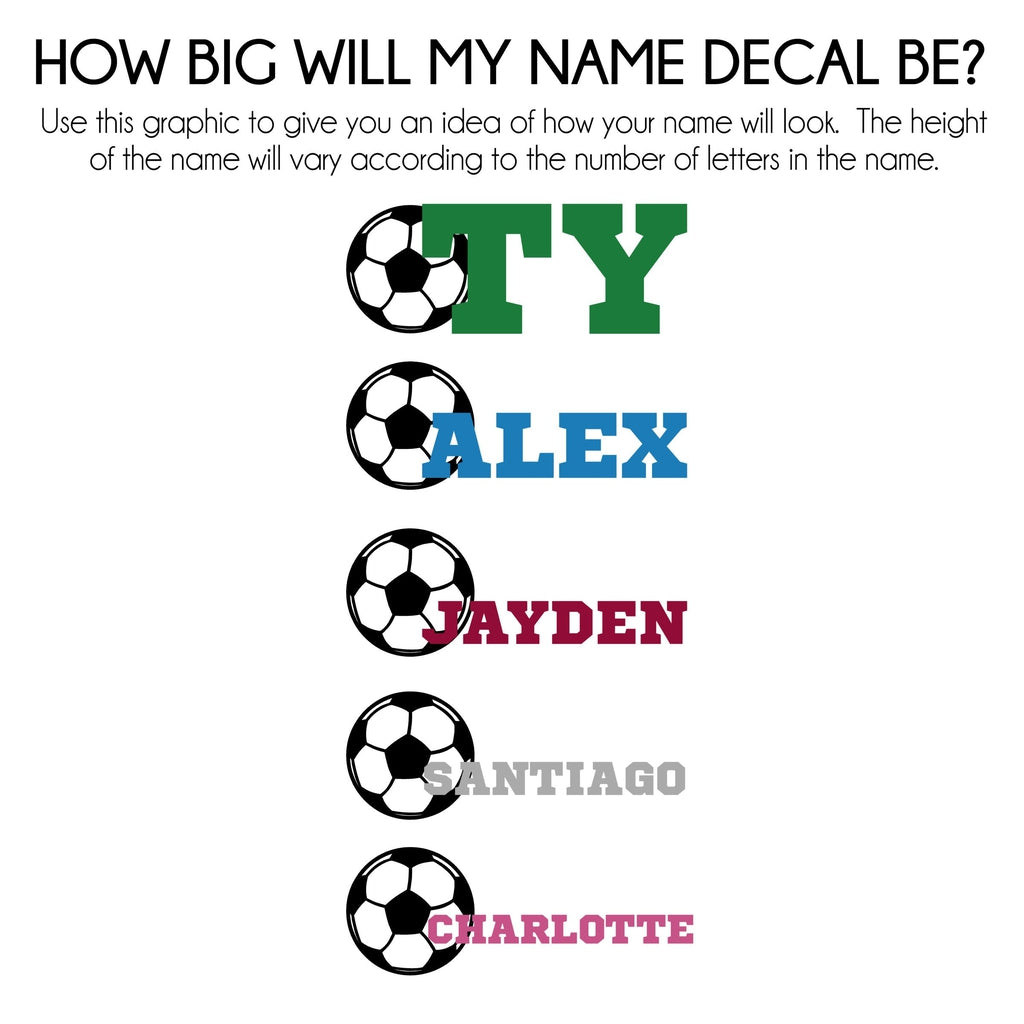 Custom Name Girls Soccer Player Wall Decal with Personalized Name and