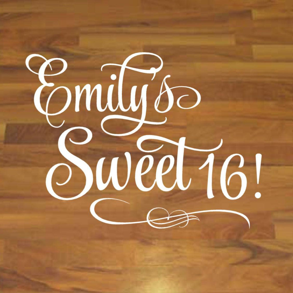 Personalized Sweet 16 Party Floor and Wall Decal Sticker