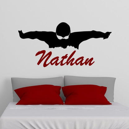 Custom Personalized Male Swimmer Sports Wall Vinyl Decal