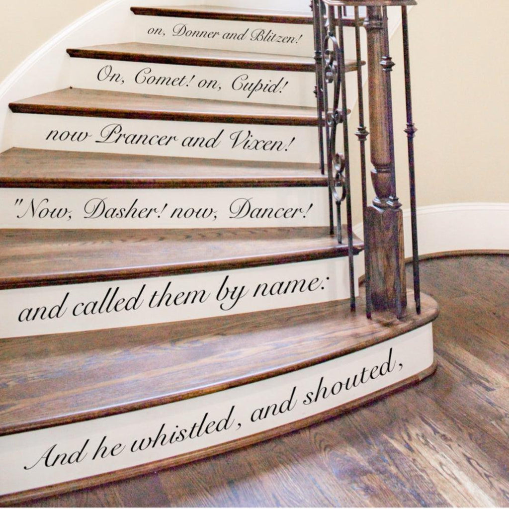 Twas the Night Before Christmas Vinyl Stair Riser Decal Strips Removable