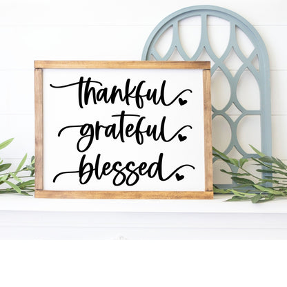Thankful Grateful Blessed Farmhouse Style Decor - DIY Thanksgiving Host Gift