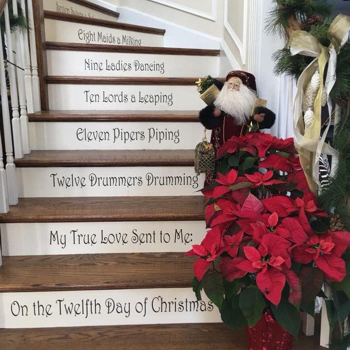 12 Days of Christmas Stair Riser Vinyl Decals Stickers