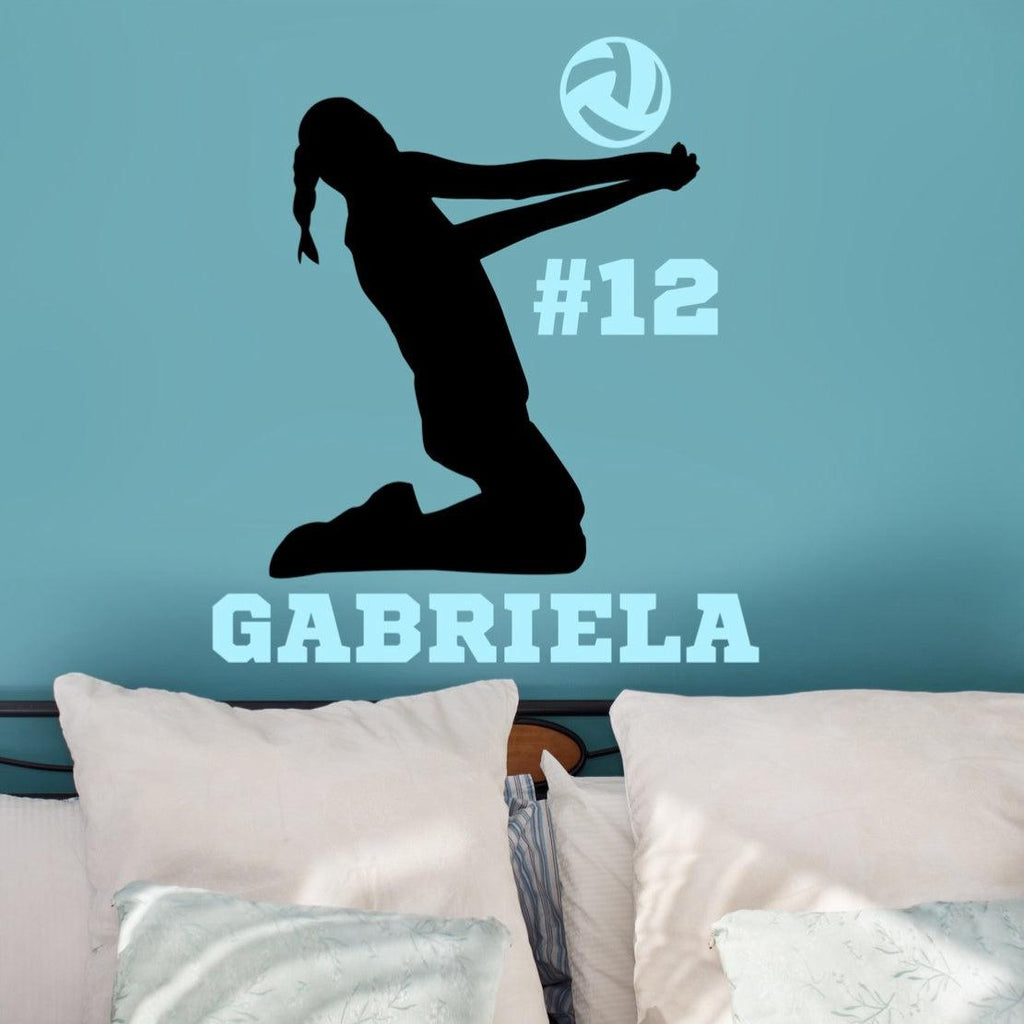 Personalized Female Volleyball Player Sports Wall Decal Sticker