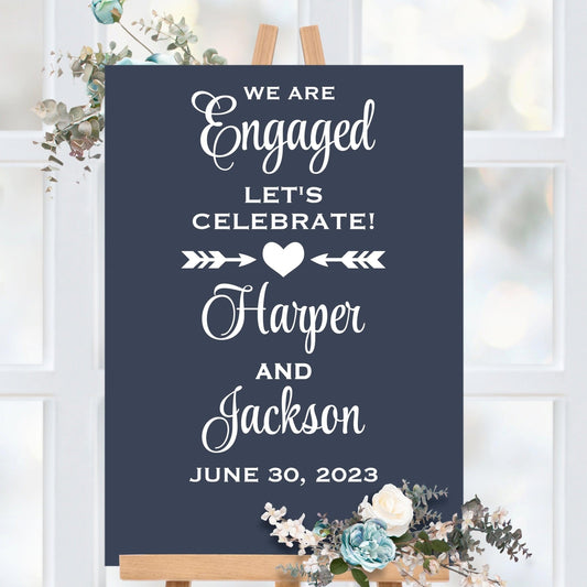 We're Engaged Let's Celebrate Party Decal - Backyard Wedding - Vertical