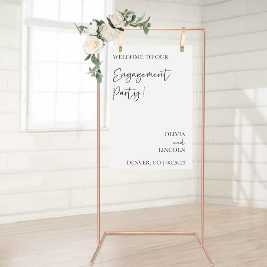 Engagement Party Sign Decal - Welcome to our Engagement - Modern Calligraphy - Vertical