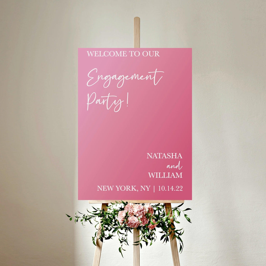 Engagement Party Sign Decal - Welcome to our Engagement - Modern Calligraphy - Vertical
