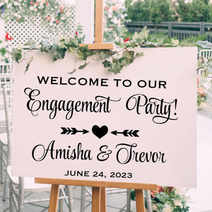 Engagement Party Decor - Welcome Sign Decal - Boho Rustic Theme – Horizontal