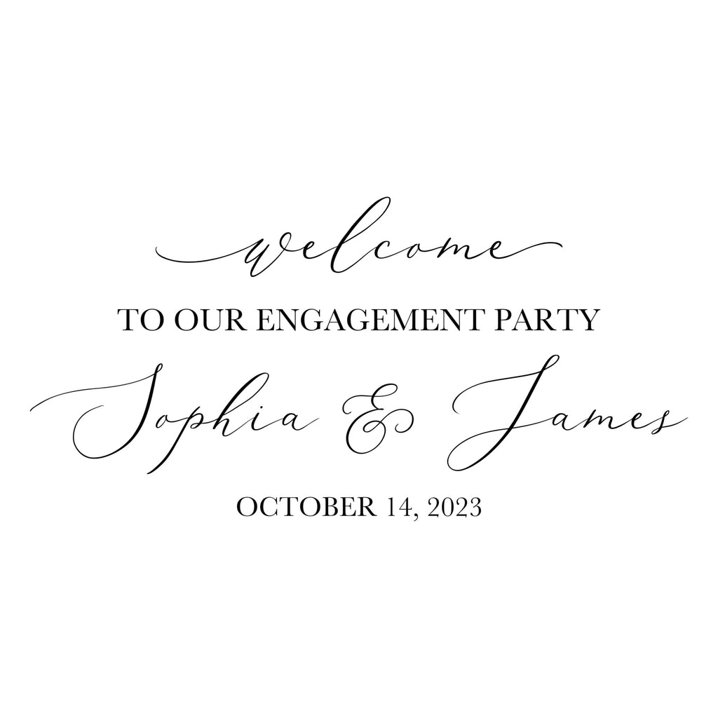 Personalized Engagement Party Decal - Elegant Party Decor - Horizontal