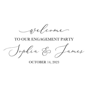 Personalized Engagement Party Decal - Elegant Party Decor - Horizontal