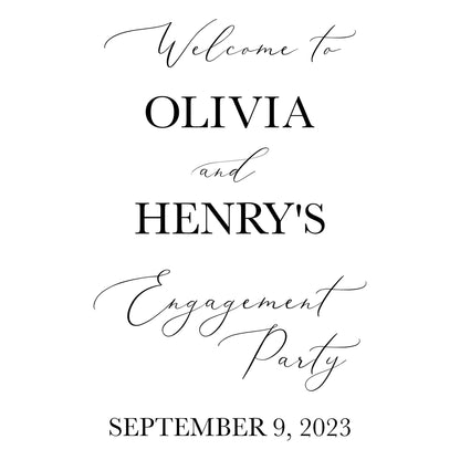 Engagement Party Sign Decal - Personalized Engagement Party Decor - Vertical