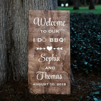 Personalized Welcome Wedding Sign Decal - I DO BBQ Rustic