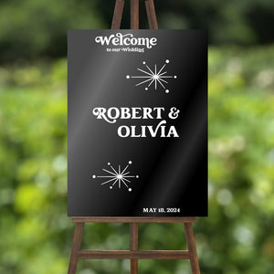 Welcome to our Wedding Sign Decal - Retro Themed Wedding