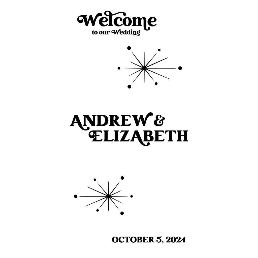 Welcome to our Wedding Sign Decal - Retro Themed Wedding