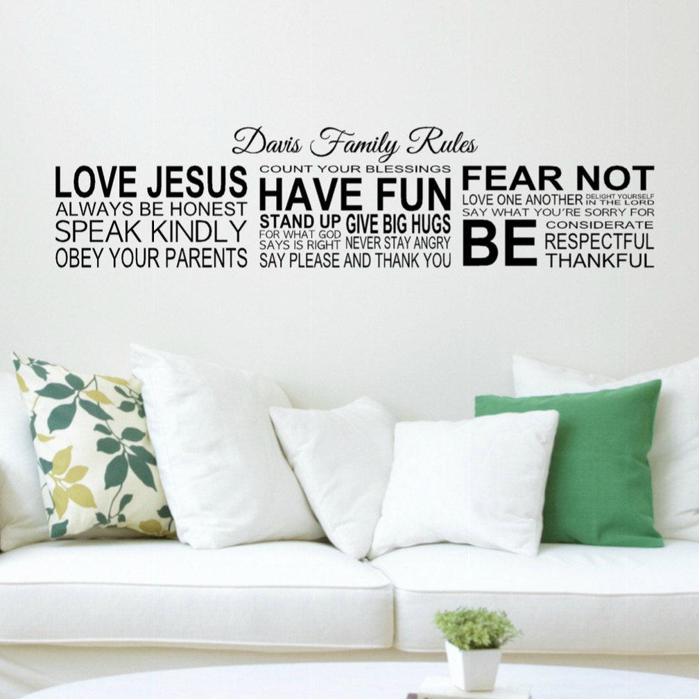 Religious Wall Decals - Christian Family Rules