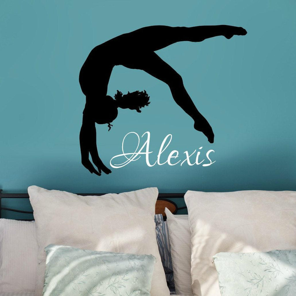 Silhouetted Girl Gymnast Mid back-Flip with Personalized Name