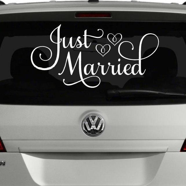Just Married Car Clings, Just Married Wedding Sticker, White Wedding, Gold  Wedding, Wedding Car Decoration, Wedding Sticker Car Windshield. 