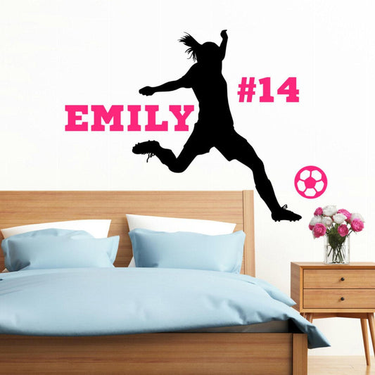 Personalized Soccer Girl Vinyl Wall Decal with Name