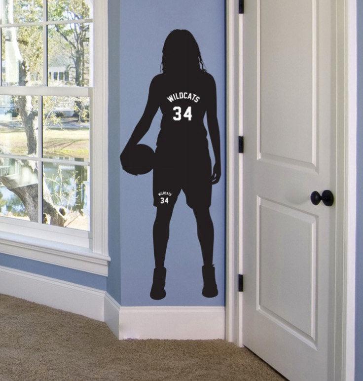 Girl Basketball Player with Ball Wall Art Decor